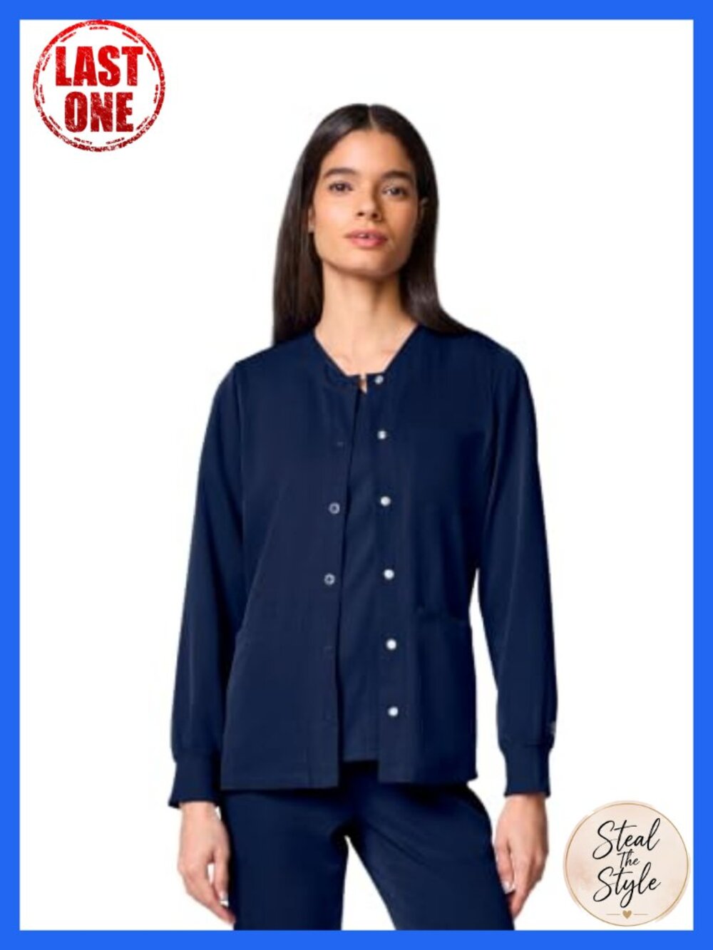Women's Snap-Front Scrub Jacket w/ Pockets Long Sleeve Medical Workwear